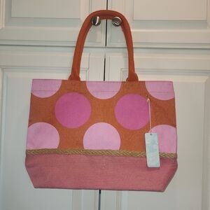 Mud Pie Pink and Orange Circle Tote